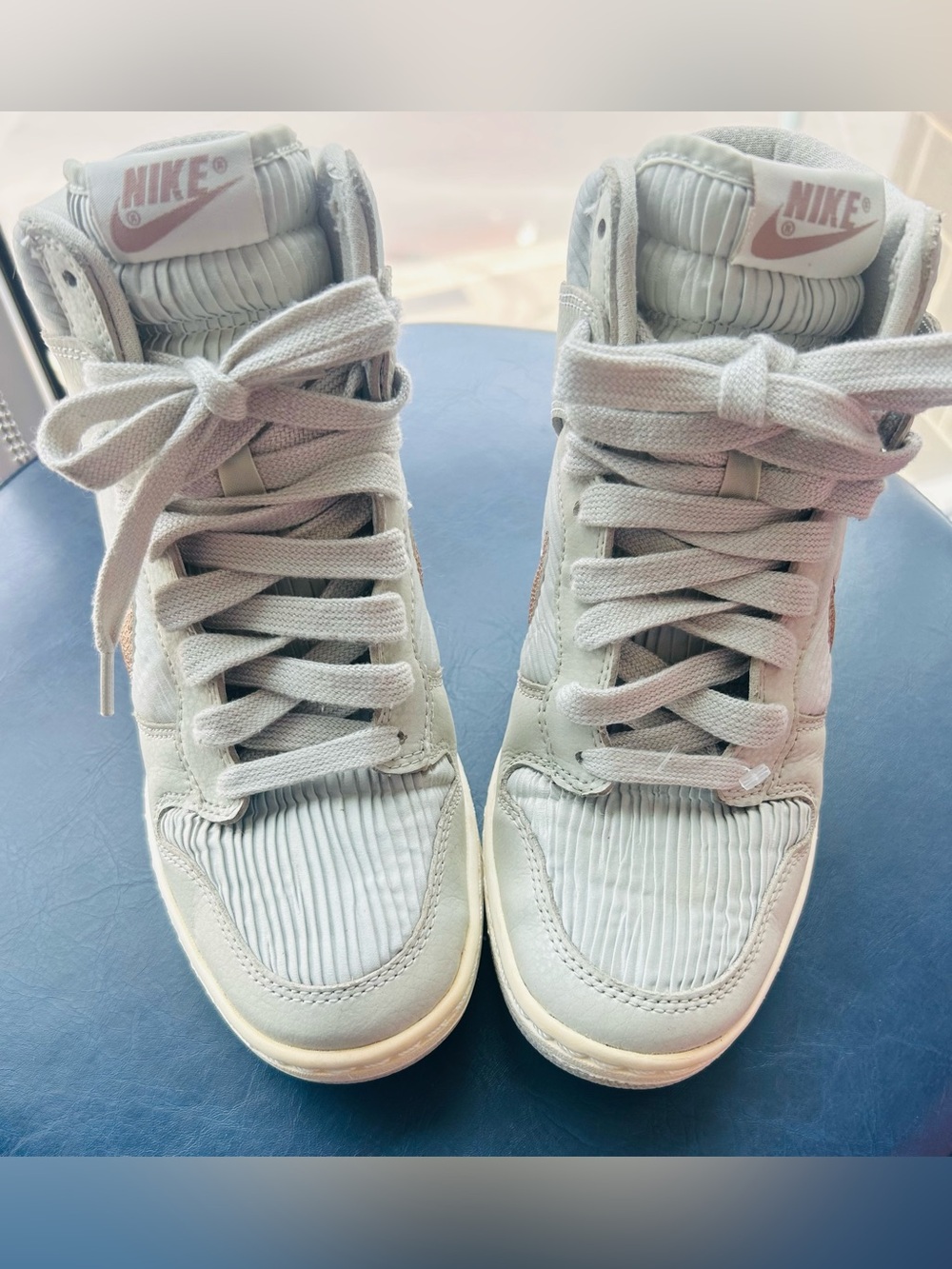 Nike Women's Dunk Sky Hi in the "Light Bone/Metallic Red Bronze"